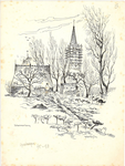 CMO00400-412 Schermerhorn met boerenschuur en kerk in de steigers. Illustratie bij artikel In de steigers, De ...